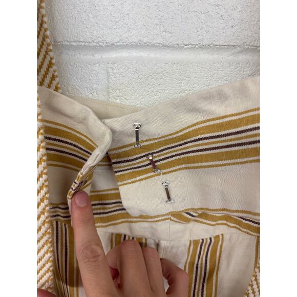 Alexis Sz M Mercier White Gold Striped Square Neck A-Line Cut Out Midi Dress - Picture 5 of 11